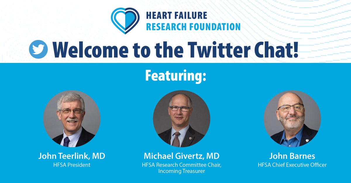 Roll call! 👋 If you’re joining the #HFResearchFDN Twitter chat, drop a tweet and introduce yourself! We’re excited to have @jteerlinkmd @GivertzMichael & @JohnBar27957619  joining us today. 😃