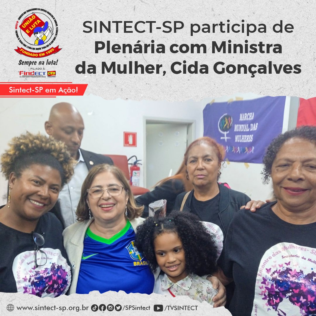 SPSintect's tweet photo. SINTECT-SP EM AÇÃO | SINTECT-SP participa de Plenária com Ministra da Mulher, Cida Gonçalves

Saiba mais: https://t.co/FPAo0zBHD5

#SintectSP #Correios #PlenáriaMinistraMulher https://t.co/syY265cB85