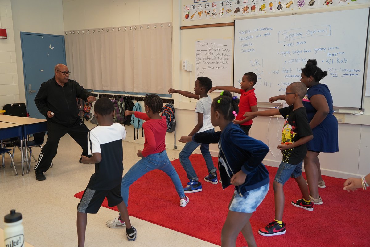 BostonSchools's tweet photo. What a great summer it has been at the @MattahuntBPS Toussaint L’Overture Academy. The program is available to all BPS Students and offers a variety of dual-language academic programs in Haitian Creole as well as dance classes, taekwondo, gardening and so much more #BPSSummer https://t.co/8I03qNnAZ7
