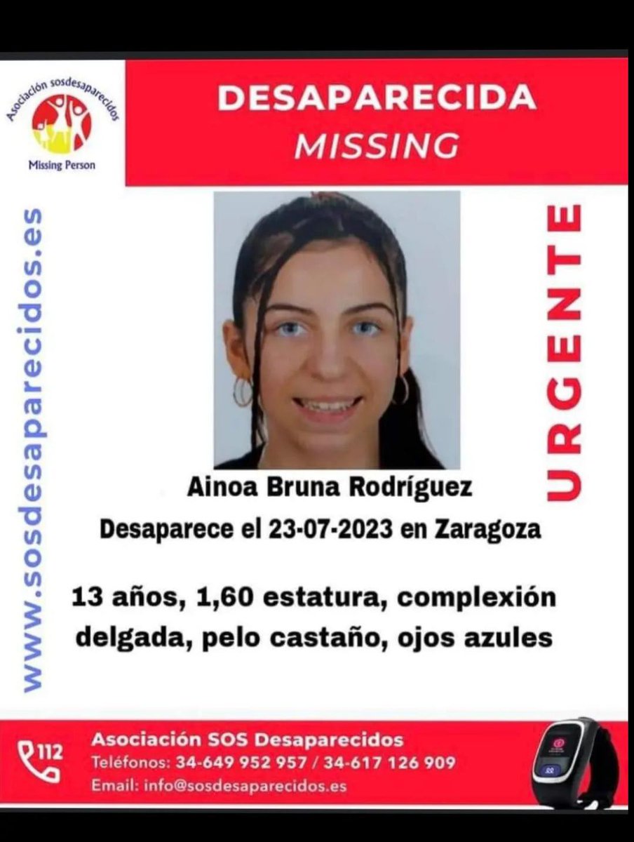 DESAPARECIDA en #Zaragoza 👇

👉Ainoa Bruna Rodríguez

Compartid a ver si aparece 🤞