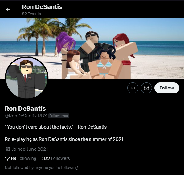 GeorgeJWindsor's tweet photo. Rob DeSantis has followed me. I am extremely proud of myself. https://t.co/ugXvv2qq8X
