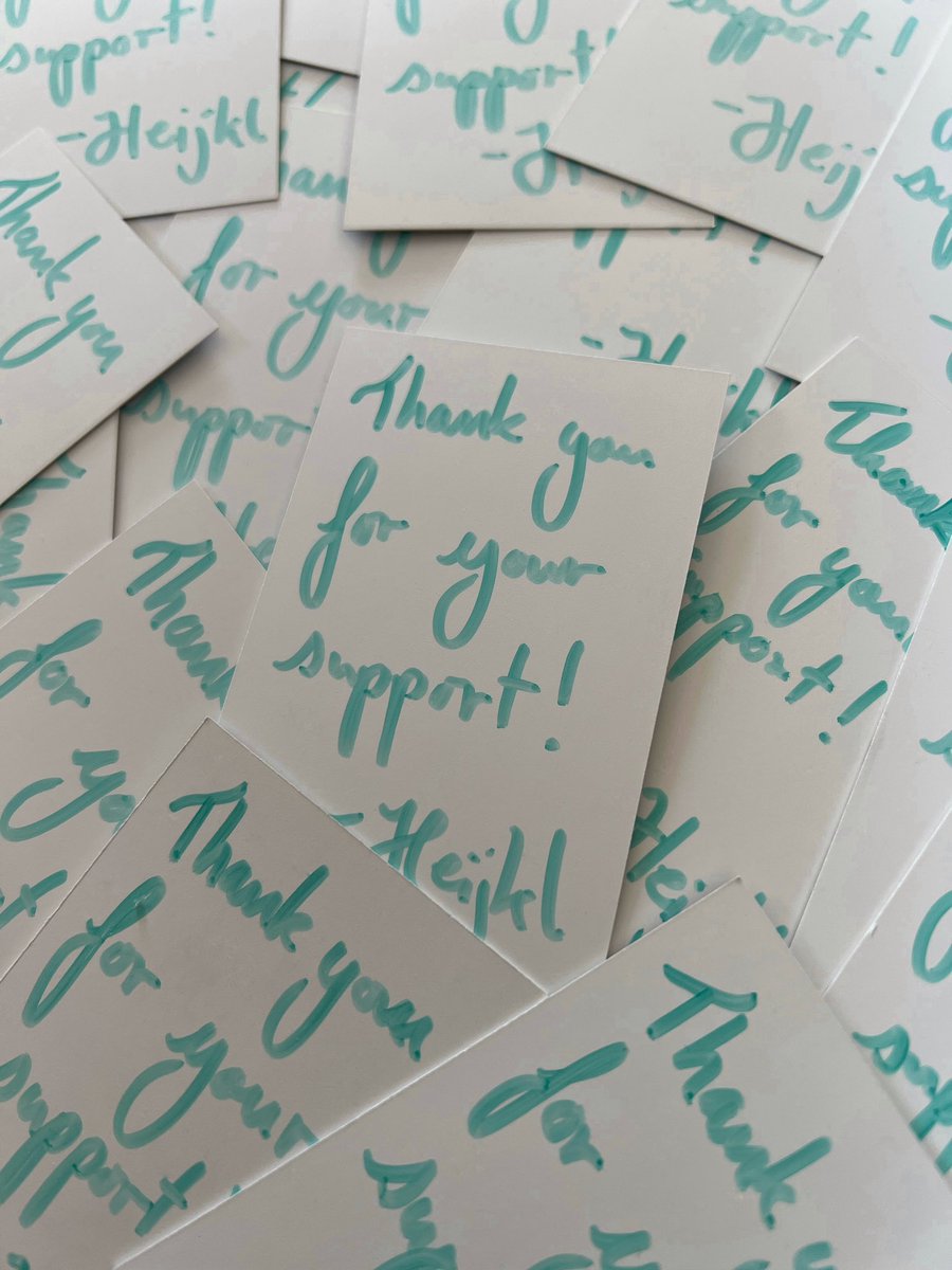 Hei_Waw's tweet photo. “Thank you for your support! - Heijkl”
Writing the small message over and over again is a lot of work, but worth it to show you my gratitude :,> 💕 https://t.co/RV03ntl2su