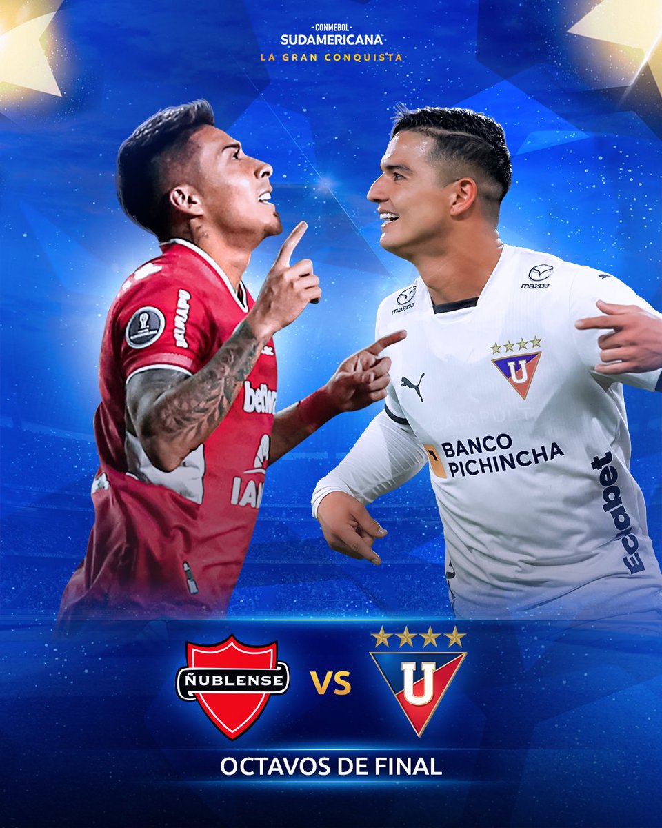 Sudamericana's tweet photo. 🇨🇱⚽️🇪🇨 ¡Duelo de Octavos!

@nublenseSADP y @LDU_Oficial, cara a cara para definir un lugar entre los 8⃣ mejores de la CONMEBOL #Sudamericana. https://t.co/FT3WvZLmJa