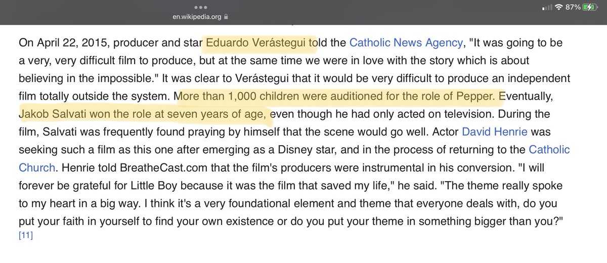 <a href="/DHSgov/">Homeland Security</a> The last film by the director Alejandro Monteverde and producer/actor Eduardo Verastegui—disciple of infamous mass child abuser Marcial Maciel—was called “Little Boy” about Hiroshima &amp; a boy with dwarfism. 

More than 1,000 children auditioned. A 7-year old was chosen for the