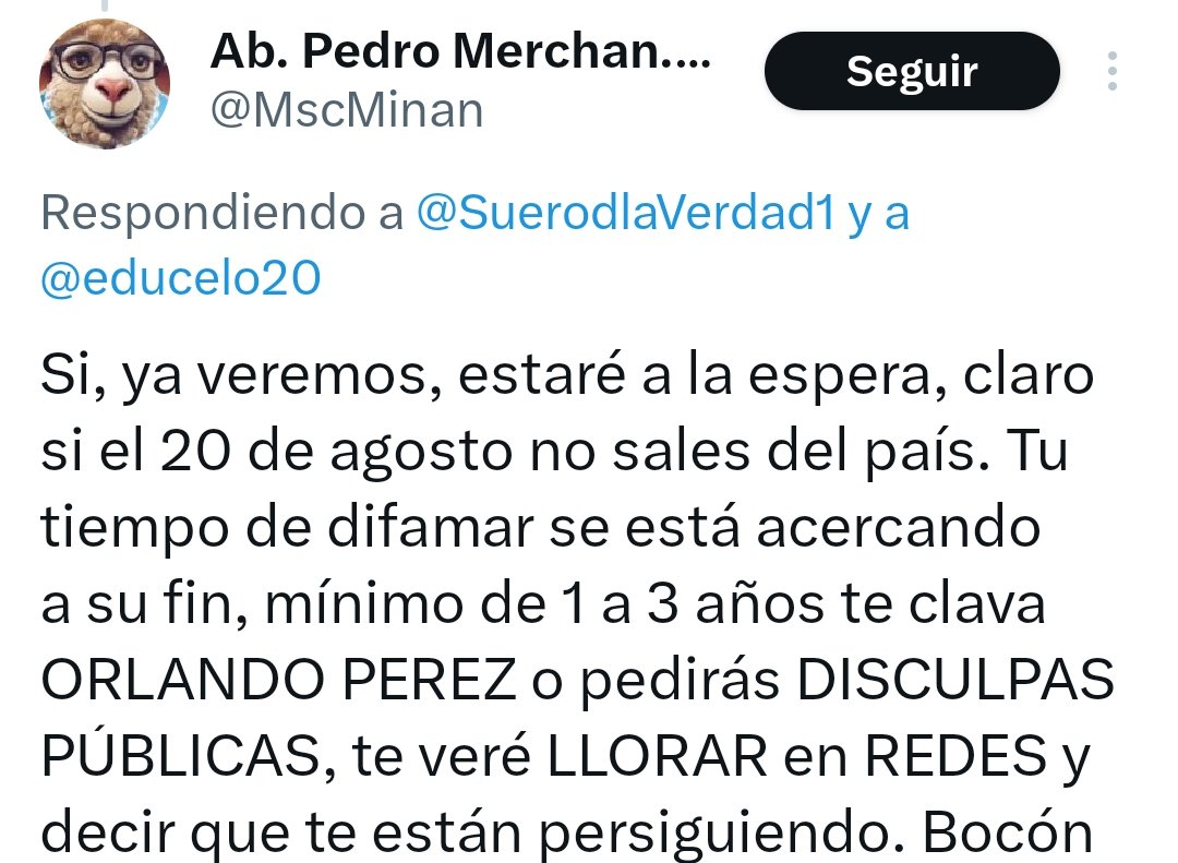 SuerodlaVerdad1's tweet photo. Ya me está quedando muy claro de dónde vienen estos ataques videos con mentiras difamaciones amenazas qué pasa @OrlandoPerezEC mandando a otro viejo hacer el trabajo sucio, y solo vean en la función judicial los procesos de este "abogado" Pedro Rafael Merchan Miñan @MscMinan ufff https://t.co/1xp5gEYFsL