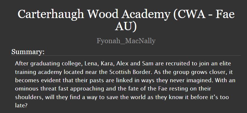 FyonahMacnally's tweet photo. My first ever fic for #SCBB was a fun and wild ride. A labor of love, here's Carterhaugh-Wood Academy (Fae AU): https://t.co/uxDGqWdIAs Artwork by @BigMammaLlama5 is truly amazing (https://t.co/STGYO9mw8z)
@SupercorpBB #SCBB2023 #Supercorp #fanfic https://t.co/VNdW5udBJv