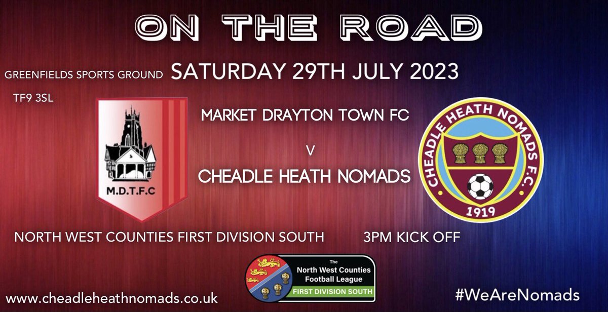 On Saturday we kick off our season with a trip to league newcomers <a href="/MDTFC/">Market Drayton Town FC</a> 3pm kick off #WeAreNomads