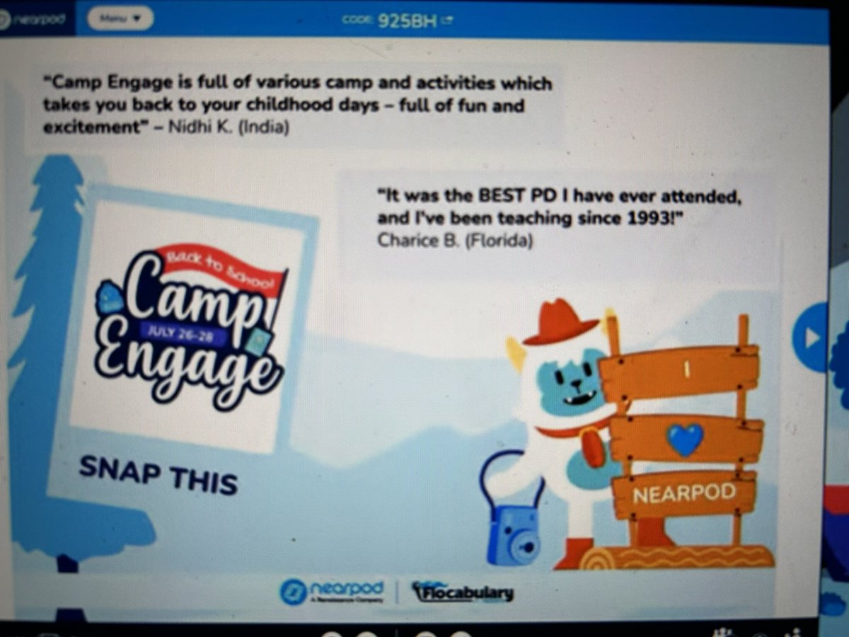julesscs's tweet photo. So excited to be attending #CampEngage @nearpod https://t.co/QP9ZkNtFyX