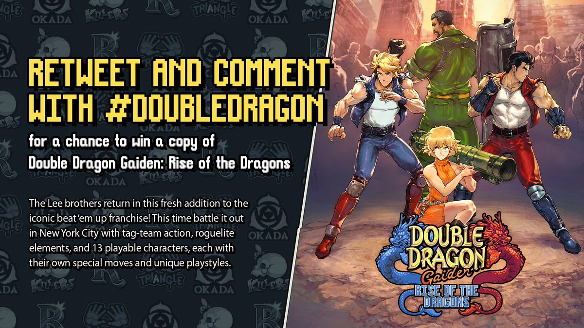 secretbaseSG's tweet image. Free copies of Double Dragon Gaiden!

RETWEET + FOLLOW ME and
@Modus_Games
for your chance to win a code for Double Dragon Gaiden: Rise of the Dragons! Reply with your console of choice and your fave tag team below! #indiegames #DoubleDragon #wishlistwednesday #beatemup