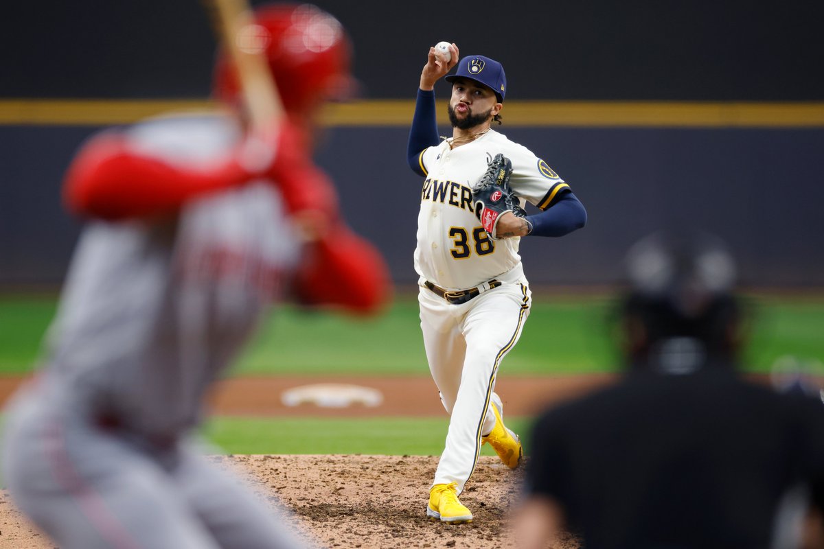 DannyVietti's tweet photo. Devin Williams has damn near thrown a no-hitter against the Cincinnati Reds this season.

9 games
8 2/3 IP
17 strikeouts
7 saves
0 hits https://t.co/3MzWlkLAqW