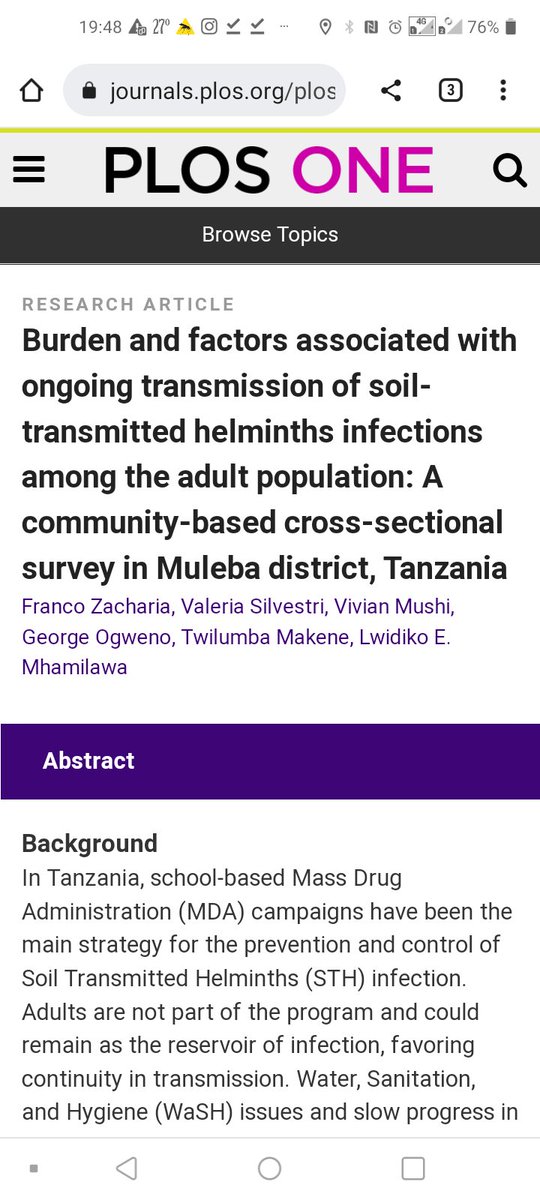 STH among adults in Muleba...👏👏 Franco's research for MSc dissertation is now in PLOS one,and we are all happy <a href="/VivianMushi1/">Vivian Mushi</a> <a href="/Lwidiko/">Lwidiko E. Mhamilawa</a>