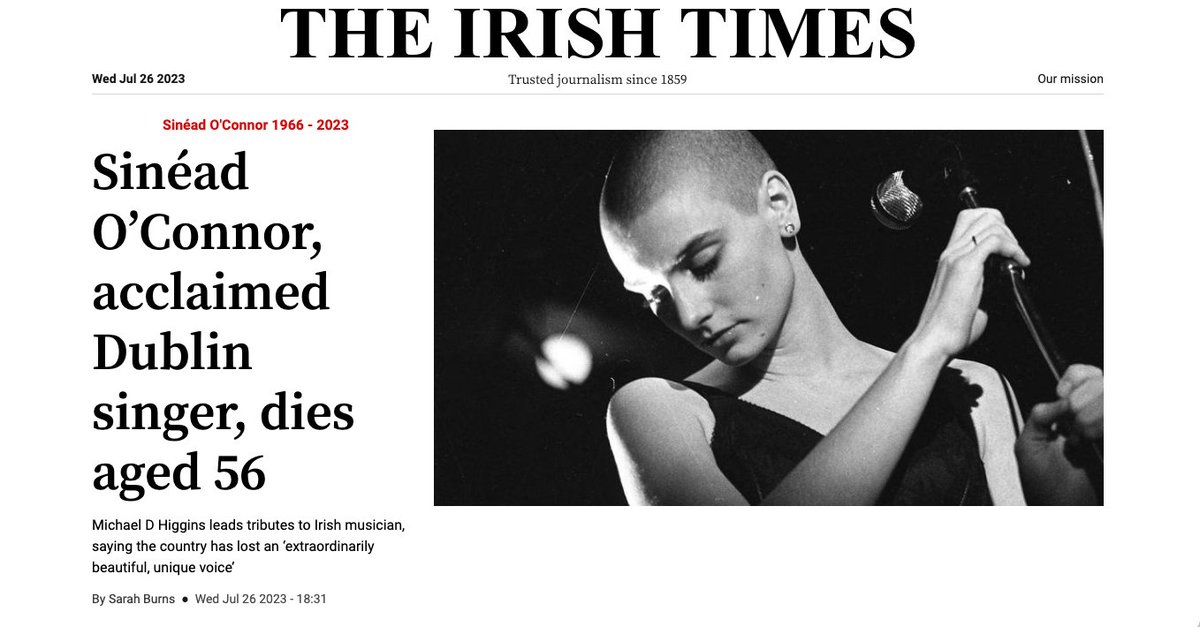 Such sad sad news. Above the fold, where she belongs.