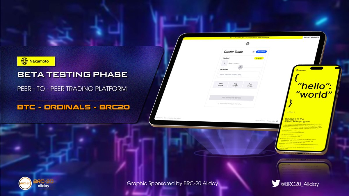 🟧 Meet Nakamoto by @poweredby_pw!

Revolutionary peer-to-peer atomic trades for #BTC, #Ordinals, and #BRC20 between two parties. 🚀

Join #PineappleWorkshop discord now for beta access code:

👾 discord.gg/pineapple

Keep scrolling for more details! 👇

#BRC20_Allday #Bitcoin