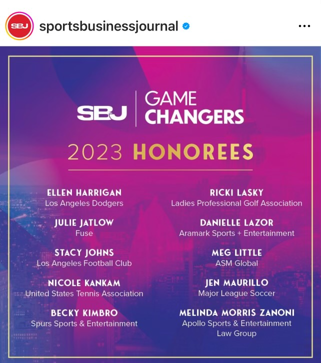 Congratulations to <a href="/MelindaMorrisZ/">MelindaMorrisZanoni</a> for being honored by <a href="/SBJ/">Sports Business Journal</a>  as a 2023 Game Changer!!! We are very proud of you and appreciate all you do to make Apollo successful! 📷📷
#SportsBusinessJournal #ApolloProud #connected #2023GameChanger