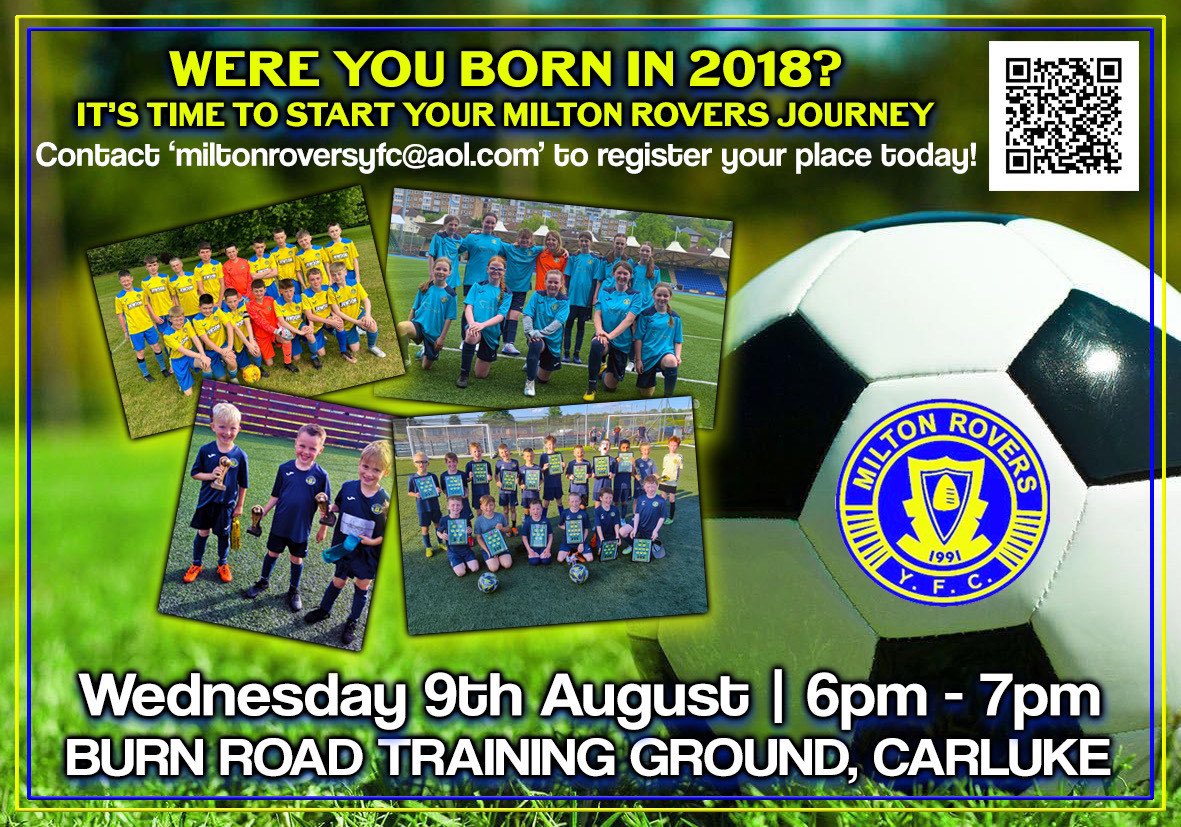 Were you born in 2018? It’s time to start your Milton Rovers journey! Contact to register your place!