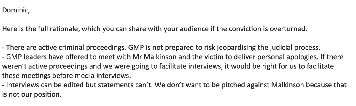 BBCDomC's tweet photo. Andy Malkinson has been through an extraordinary, almost unspeakable 20 year ordeal. We'd like to ask Greater Manchester Police about that. They won't put anyone up. One of the reasons they gave us was that we would "edit" an interview. Here's everything they said: https://t.co/I6Rg6wJdio
