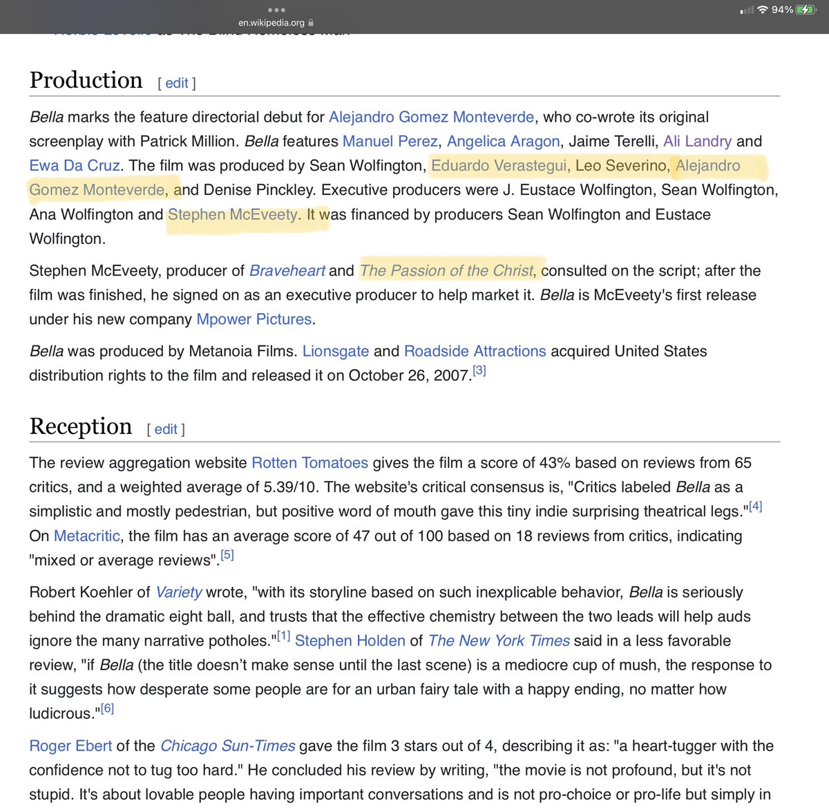 The only previous film by Alejandro Monteverde was “Bella” in 2006—an anti-abortion tear-jerker about a pregnant waitress who drops her teddy bear and gets talked into bearing the child and giving it away.

It was also produced by Legionaires of Christ member Eduardo