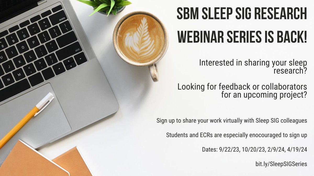 The SBM Sleep SIG Research Series is back! Sign up to present for 15-min to gain valuable feedback &amp; share your work: bit.ly/SleepSIGSeries