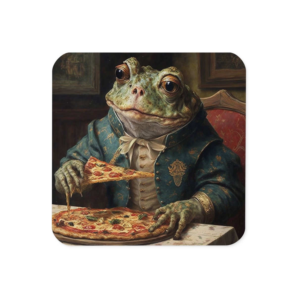Victorian Frog Coaster

An incredibly detailed anthropomorphic frog elegantly dressed, eating pizza, portrait, Victorian, highly detailed lithograph, pastel paper. 

coasters.ai/products/victo… 

#DigitalArt #BarCoasters