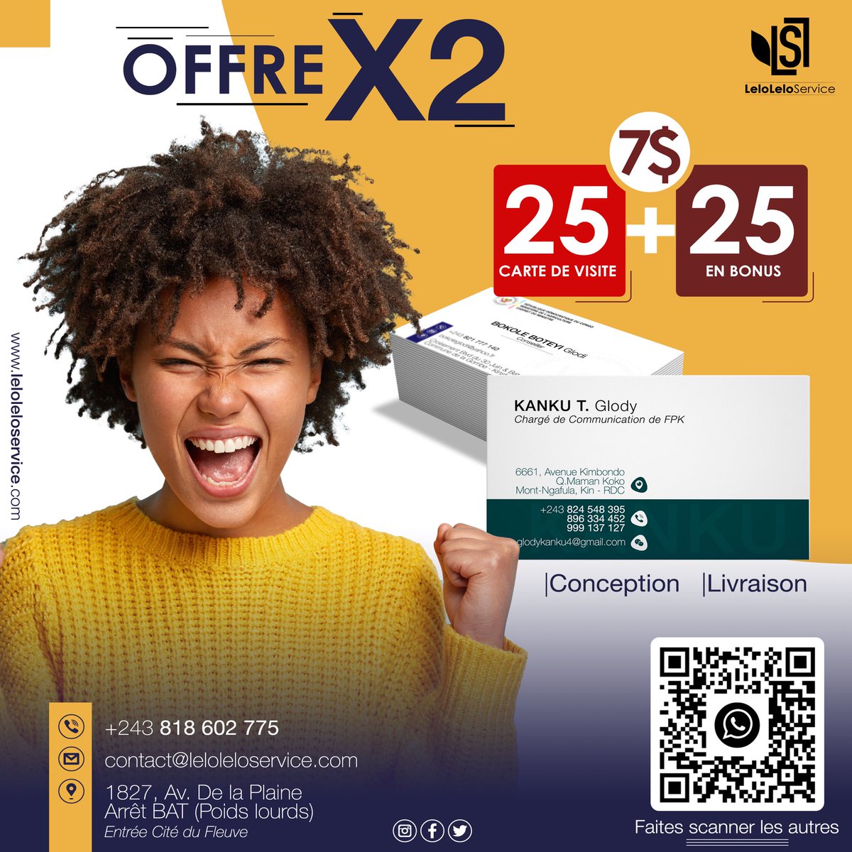 LeloleloService's tweet photo. Aucun entrepreneur sans cartes de visite;
Aucune entreprise sans cartes de visite!

25 cartes de visite + 25 de plus en bonus!
A seulement, 7$

• Conception incluse;
• Livraison gratuite!

@DrFurah @celeste_fficiel @Louangemabaya1 @kakese_leon https://t.co/VHdRI5T5OW
