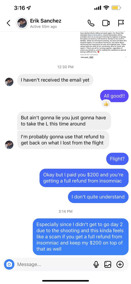 Hey y'all don't buy tickets from Erik Sanchez!!! He won't refund me for beyond ♥️♥️