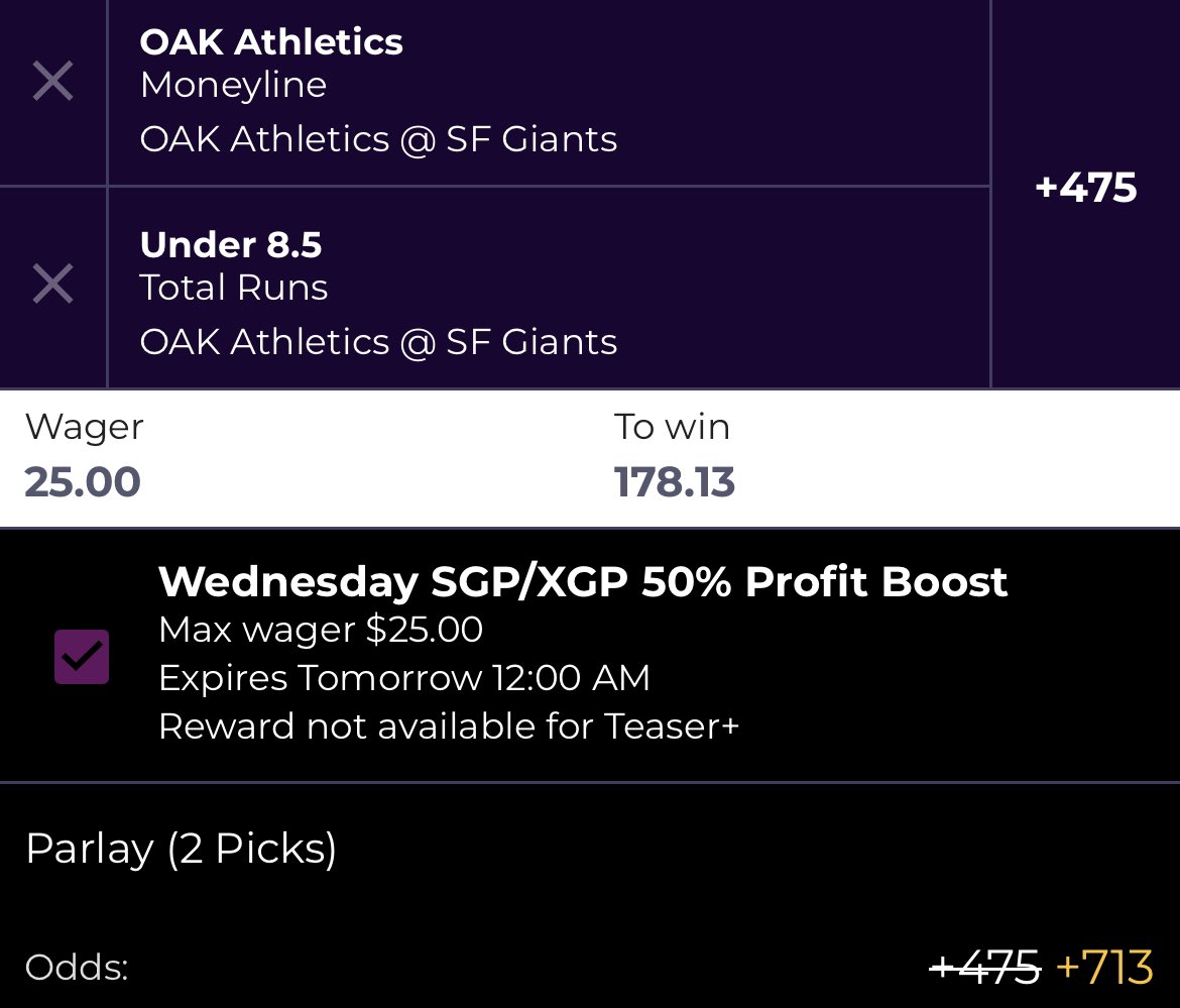 ValueBetsPA's tweet photo. Parx 50% MLB SGP Boost:

EV: 33.14%
QK Suggests: 1.16u

I am betting my $25 max

Need to Opt-In for the boost! https://t.co/1qzsNmKmPo