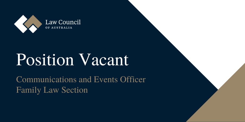 The Law Council’s Family Law Section is seeking a Communications and Events Officer to join its team. The role is offered on a flexible, part-time basis, currently at 0.6 FTE. For more information about the role or to apply, visit the LCA's website: lawcouncil.au/about-us/posit…