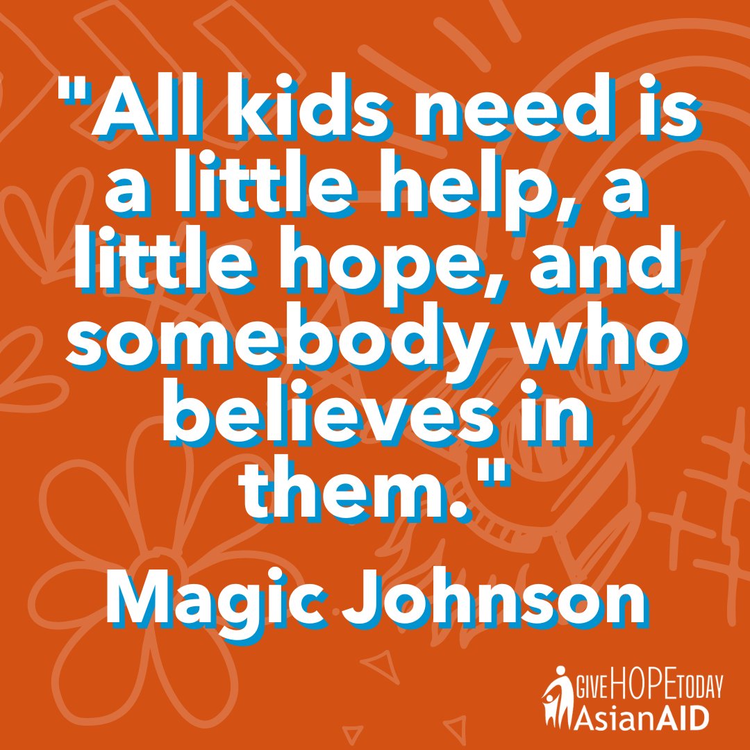 asianaid's tweet photo. "All kids need is a little help, a little hope, and somebody who believes in them." - Magic Johnson

Thank you for believing in sponsored children across India, Nepal and Bangladesh, and the hope that you provide. 

#GiveHopeToday https://t.co/EZ9lCD15fh