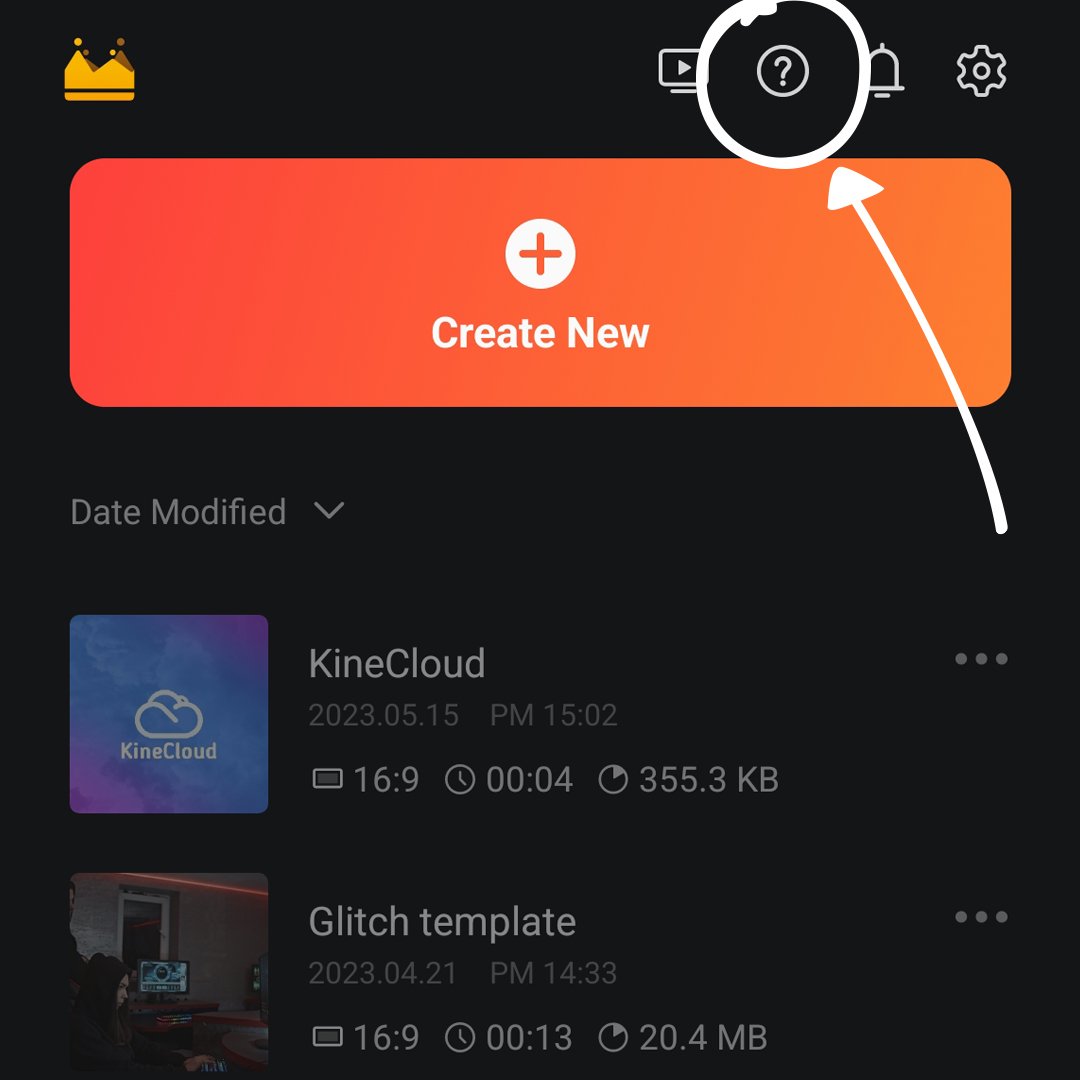 Need help with something? Get in touch with KineMaster directly. It's easy! Just tap the Question Mark button on the Create screen, then tap Email Support.