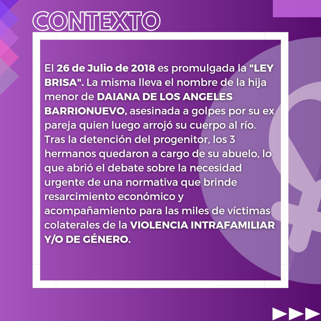 MyN_Sec's tweet photo. ℹ️El 26 de Julio de 2018 es promulgada la "LEY BRISA". La misma lleva el nombre de la hija menor de DAIANA DE LOS ANGELES BARRIONUEVO, asesinada a golpes por su ex pareja. Debemos generar conciencia social y luchar para que las leyes se cumplan. #LeyBrisa https://t.co/iXRKVf1Oj7