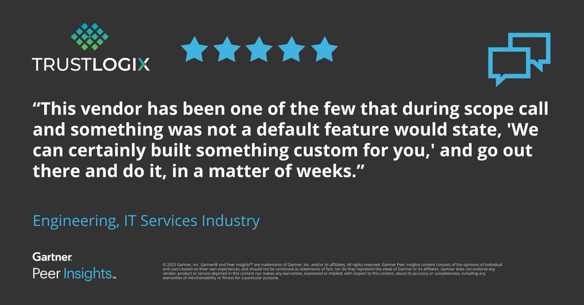 How responsive are we to our customers? Check out 5-star review on @gartner_peer and see what impressed this IT Services firm the most.

Read the full review: hubs.li/Q01YB7Xc0
 
#Gartner #UserReviews #DSPM #datasecurity #azure