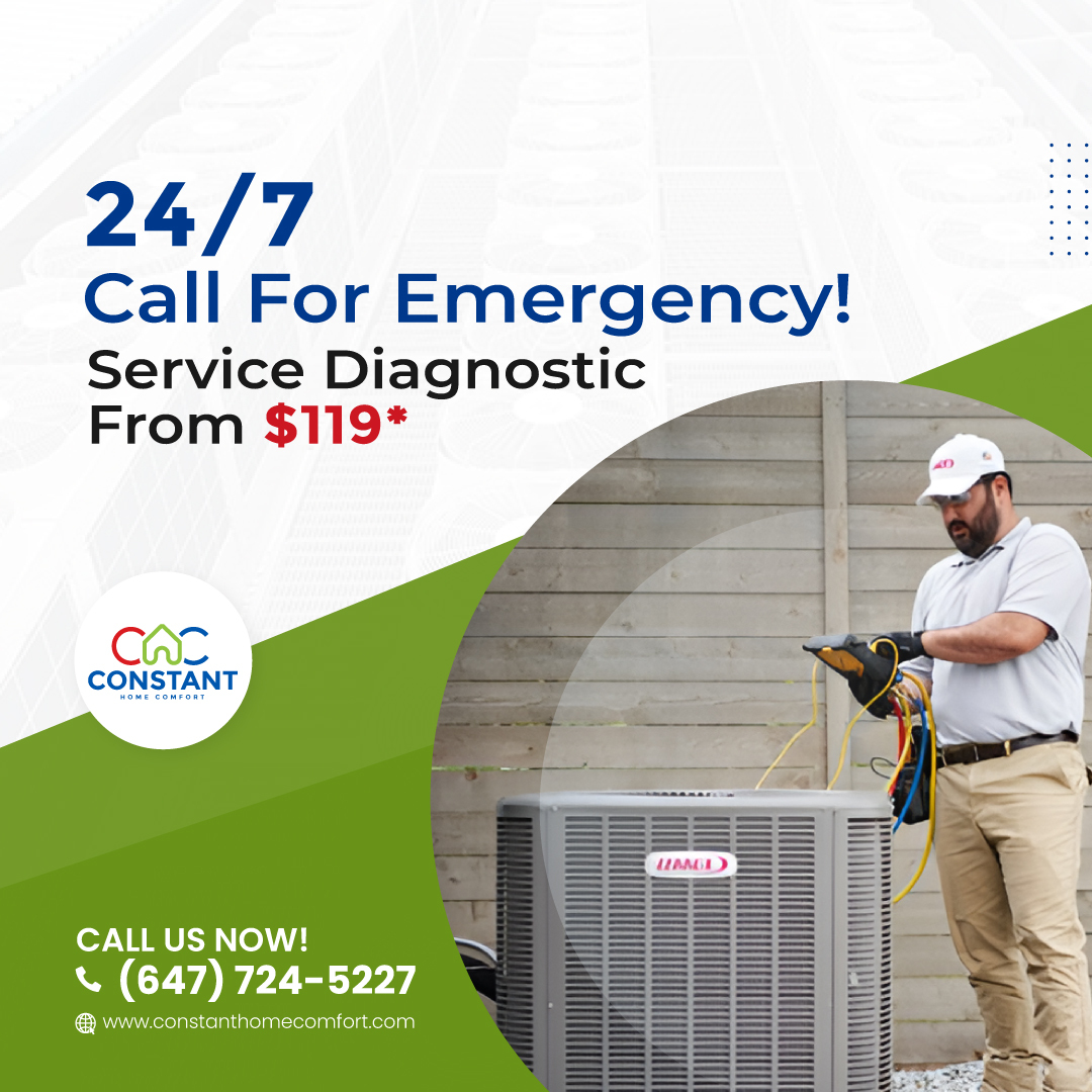 HVAC Breakdowns? We believe in providing top-notch service at affordable rates because your satisfaction is our priority.

#ConstantHomeComfort #HVAC #HomeComfort #CanadaHVAC #TorontoHVAC  #EnergyEfficiency #HomeImprovement #CanadianLiving #StayComfortable #HomeUpgrades #Heating