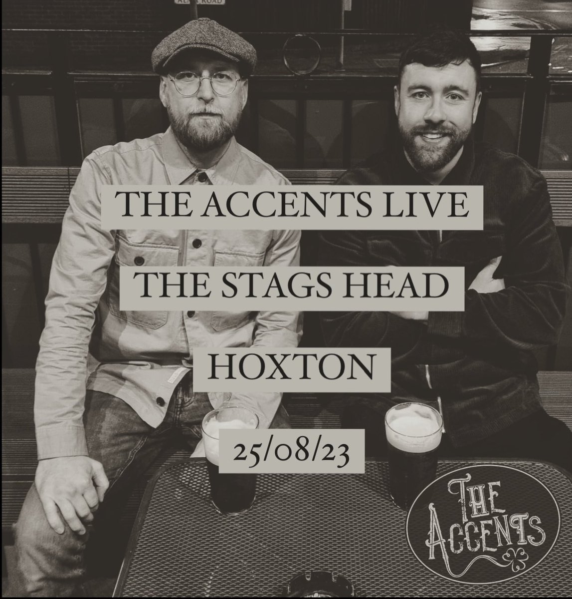 Next show for The Accents - Hoxton, London!

Fri 25th Aug, BH weekend 🍻 🍺 

FOR TICKETS 🎟️ bit.ly/3XSQCkh

<a href="/TheStagsHeadHox/">StagsHeadHoxton</a> #LiveMusic #LondonMusic #PUSB