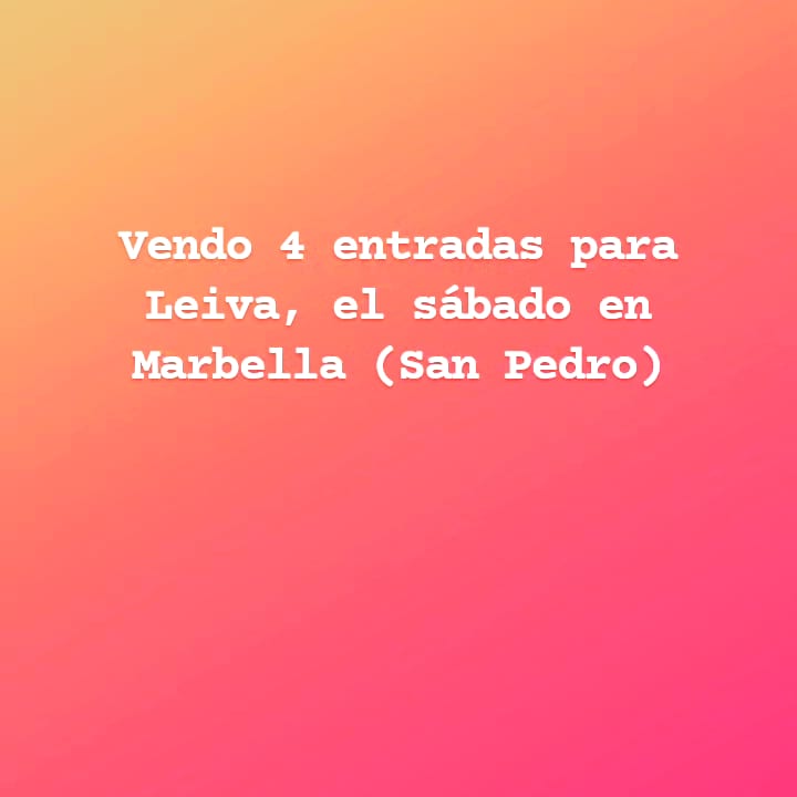 maycristofol's tweet photo. Se venden 4 entradas para el Bella festival, en San pedro, Marbella. Actúan arde Bogotá, Dorian y Leiva! https://t.co/4fRluDFS6N