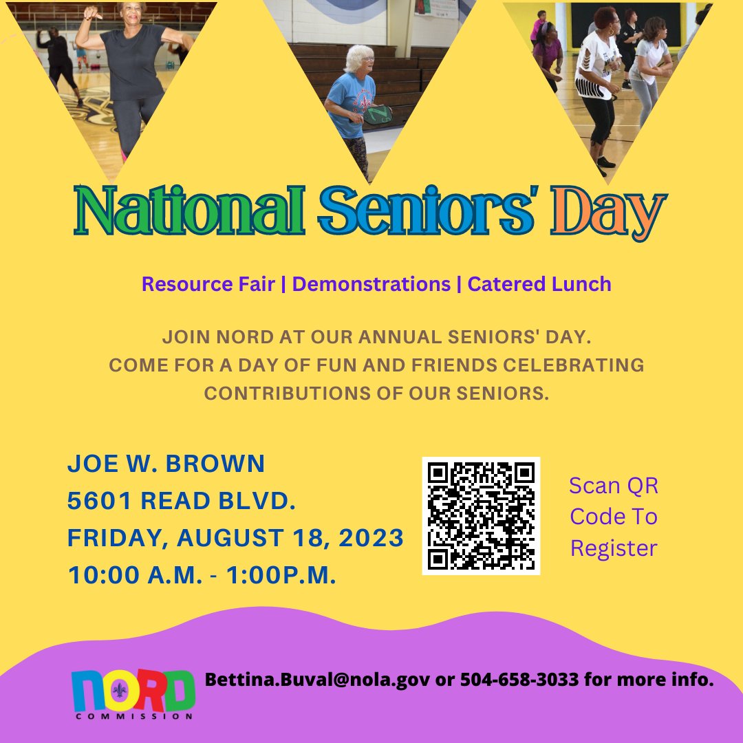 National Seniors' Day!
August 18, 2023, at Joe W. Brown from 10:00 a.m. - 1:00 p.m.