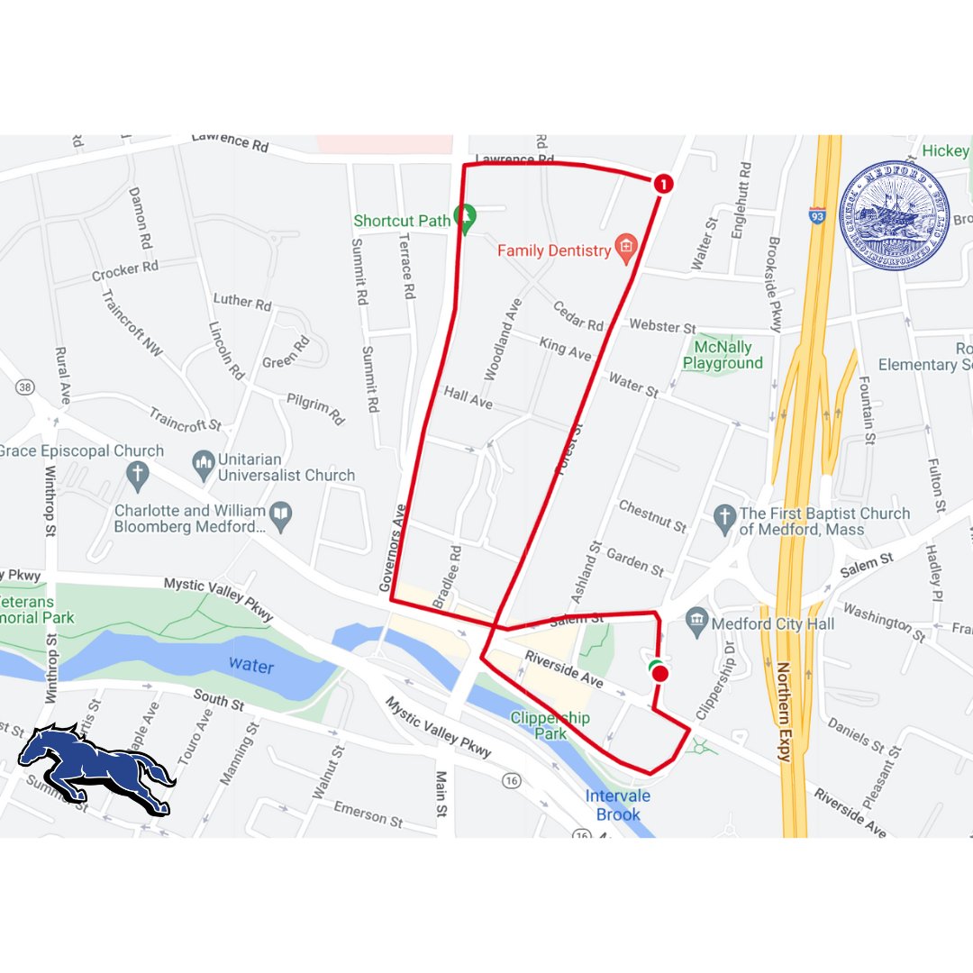 MedfordMass's tweet photo. Run Medford is about 2 months away! There's still time to sign up! Races take place on September 22 and 23 and include a 2-mile walk and a 5-mile race (maps shown below). Register today at https://t.co/MQnKST5uf0! https://t.co/EycX7FPBaj