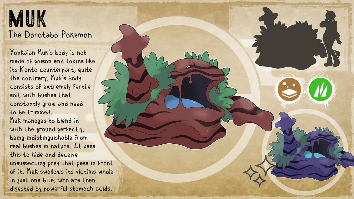 happykaos_'s tweet photo. Forma regional pro Grimmer e pro Muk!!
Em vez de lama venenosa, Yonkaian Grimmer e Muk são feitos de adubo extremamente fértil!! 🌱🌱
Gostaram das novas formas? Usariam no seu time??
#Pokemon #Fakemon #Pokemonart #Fakemonart #Reginalform #Grimmer #Muk #Yokai https://t.co/ViP7ctvBUh