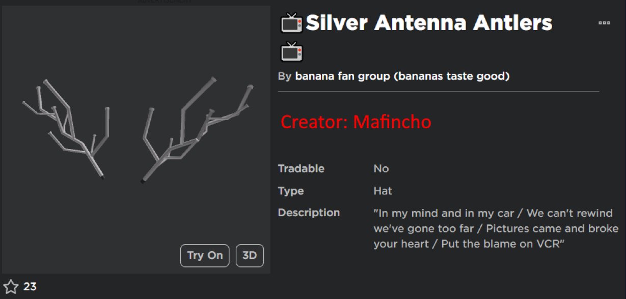 Antenna antlers went off sale. They were probably the rarest item in Roblox  with only one reseller. Hopefully, in the future, people resell this (I  have no idea how reselling works, so