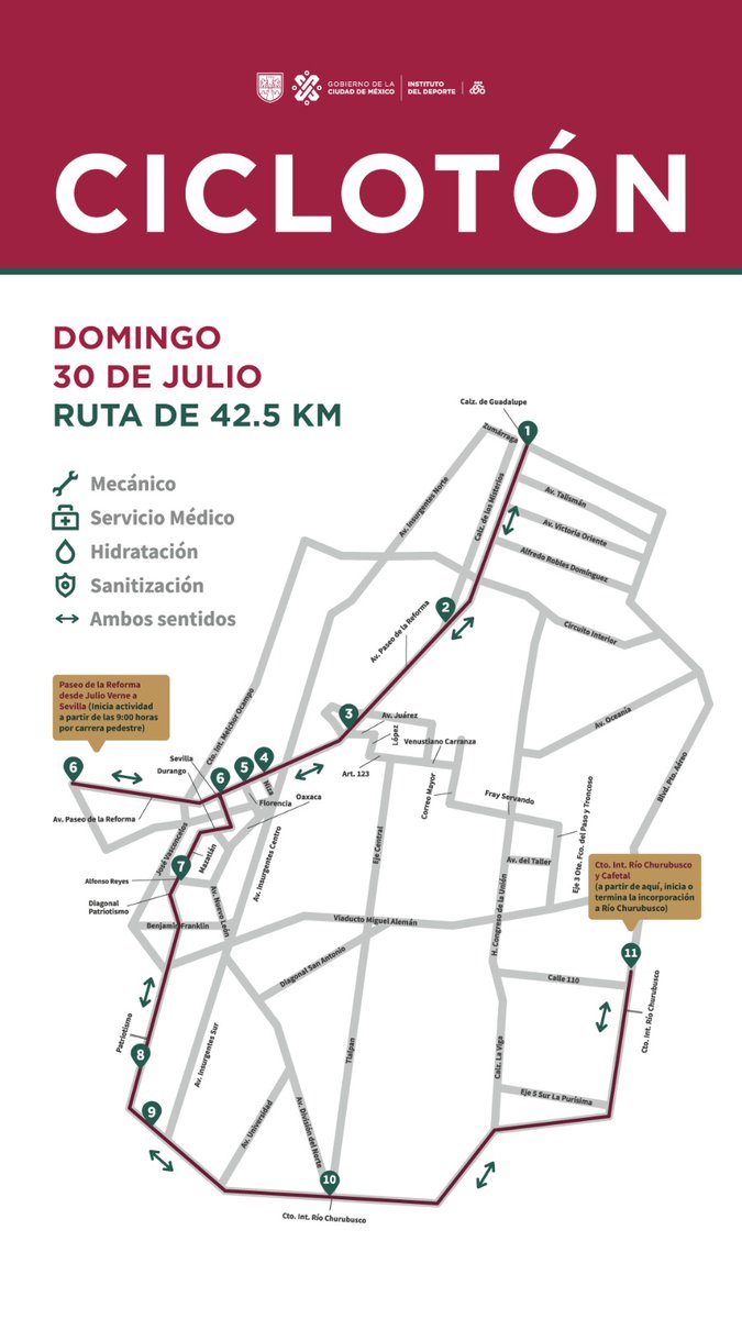 ¡El domingo hay Ciclotón! 🥰🚴🏻‍♀️🚴🏻‍♂️

Como cada último domingo de mes prepara la bicicleta, patines, patineta o tenis para correr y recorre la ruta de 42.5 km.

Más información 
👉🏼 goo.su/1UQVaga