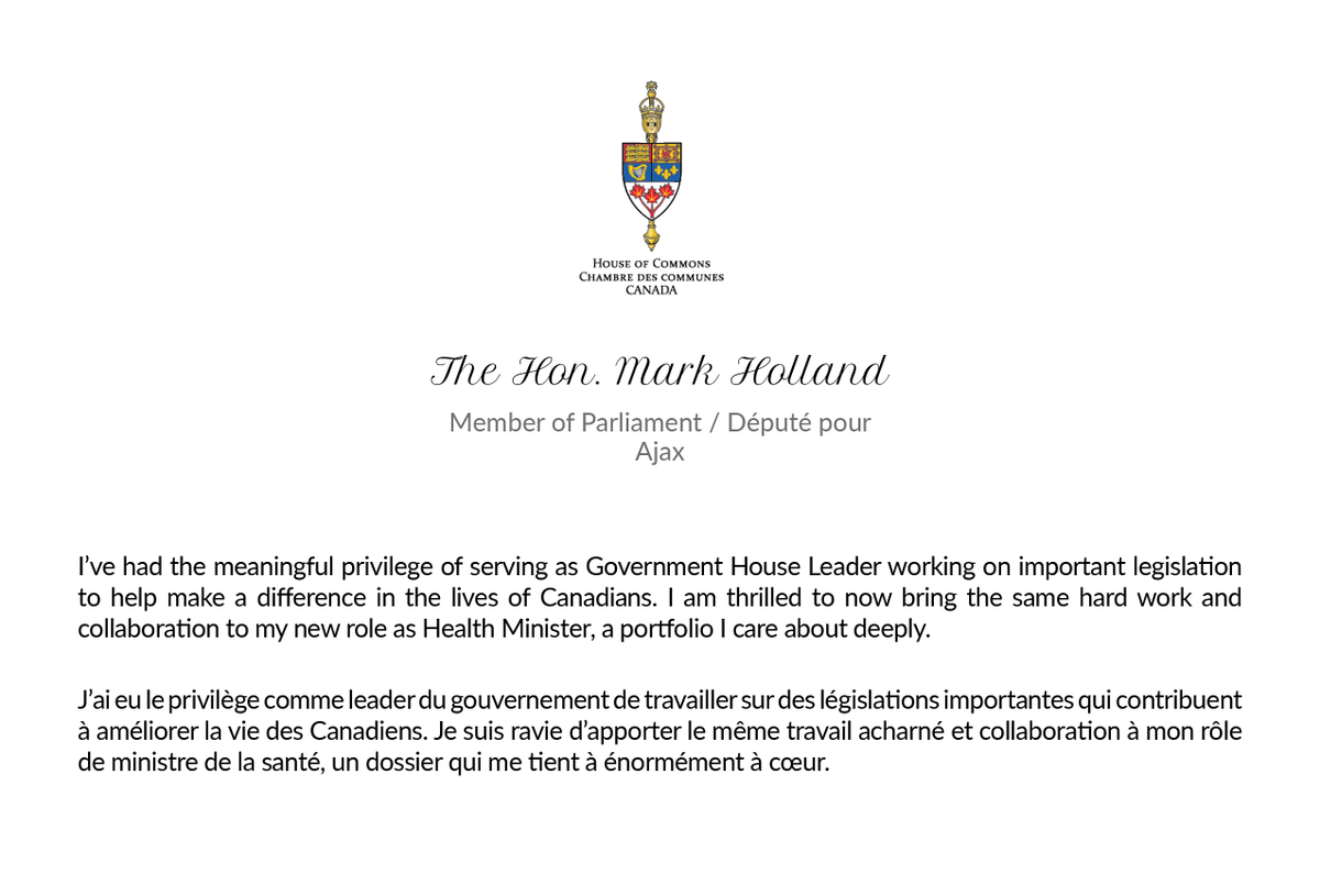 markhollandCA's tweet photo. Thrilled to get to work for Canadians as Minister of Health. https://t.co/kjPIAicwHj