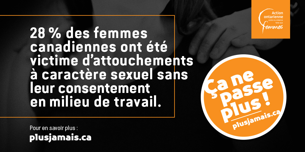 Le harcèlement sexuel en milieu de travail est une forme de discrimination, d’abus de pouvoir et de violence. Il s’inscrit dans le continuum de la violence à caractère sexuel et touche en majorité les femmes. plusjamais.ca