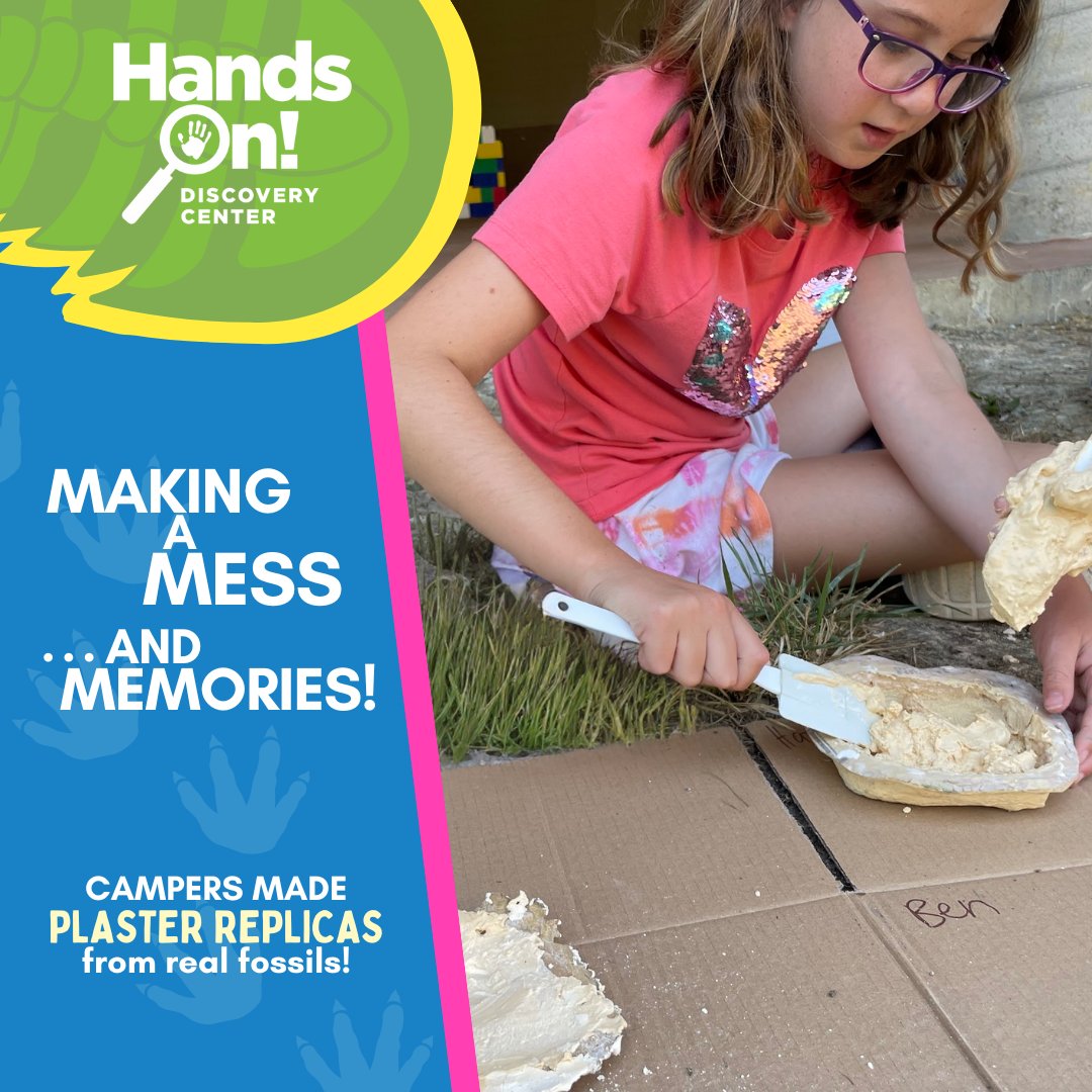 Another fun day at #summercamp! Campers got their hands messy making plaster replicas with molds of real #fossils. 🐚🦖🐟 #paleontology #STEM #allages #VisitHandsOn #HODC #AppalachianHighlands