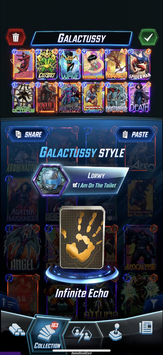 Been playing a bit of <a href="/MarvelSnap/">MARVEL SNAP</a> recently and hit infinite today with Galactus Control. <a href="/MarvelSnapZone/">DotGG</a> #MarvelSnap