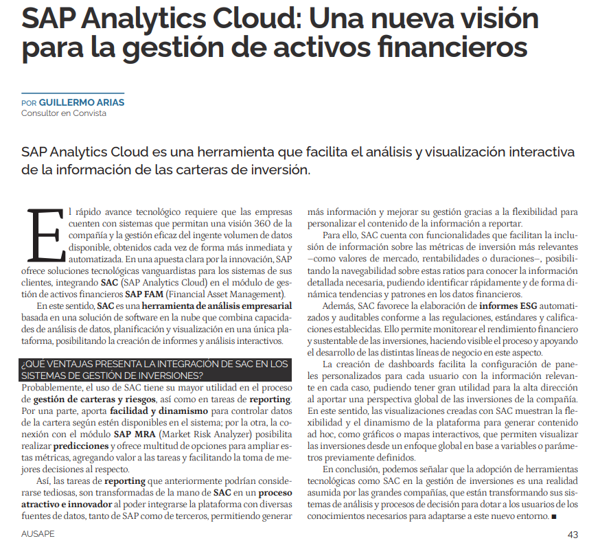 g_ariasd's tweet photo. Recientemente he tenido la oportunidad de publicar en la revista de @AUSAPE un artículo sobre #SAP Analytics Cloud.
👉 Podéis acceder al artículo completo en el blog de @CONVISTASpain: https://t.co/DRMfonIIim
#SAPAnalyticsCloud #SAC #SAPFAM #TRM #AUSAPE https://t.co/3a2TWbNYon