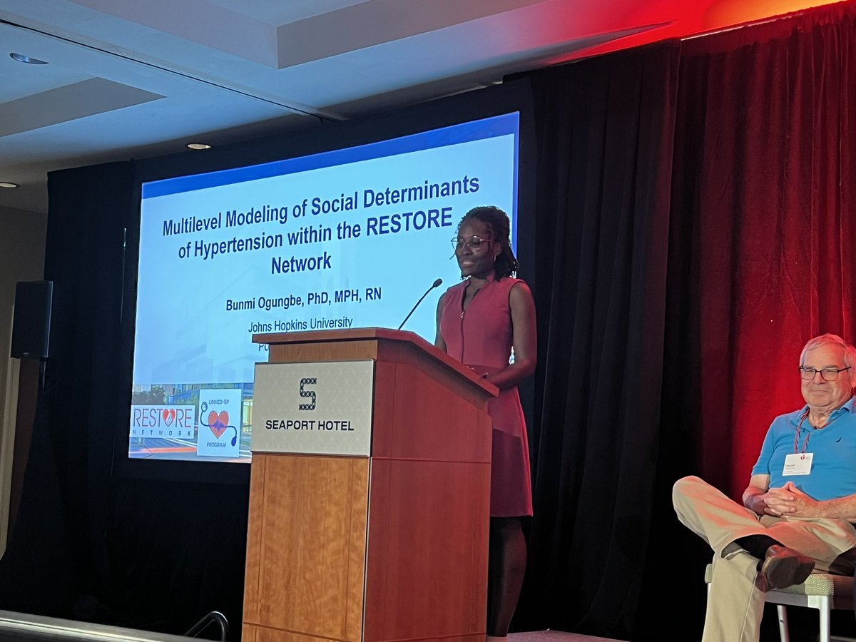 ycommodore's tweet photo. So proud of Dr. @bunmiogungbe09, who presented on multilevel modeling of social determinants of hypertension within the #RESTORENetwork at the @AHAScience meeting in Boston. @JHUNursing @CVSNHeart https://t.co/xZy4sWiedr