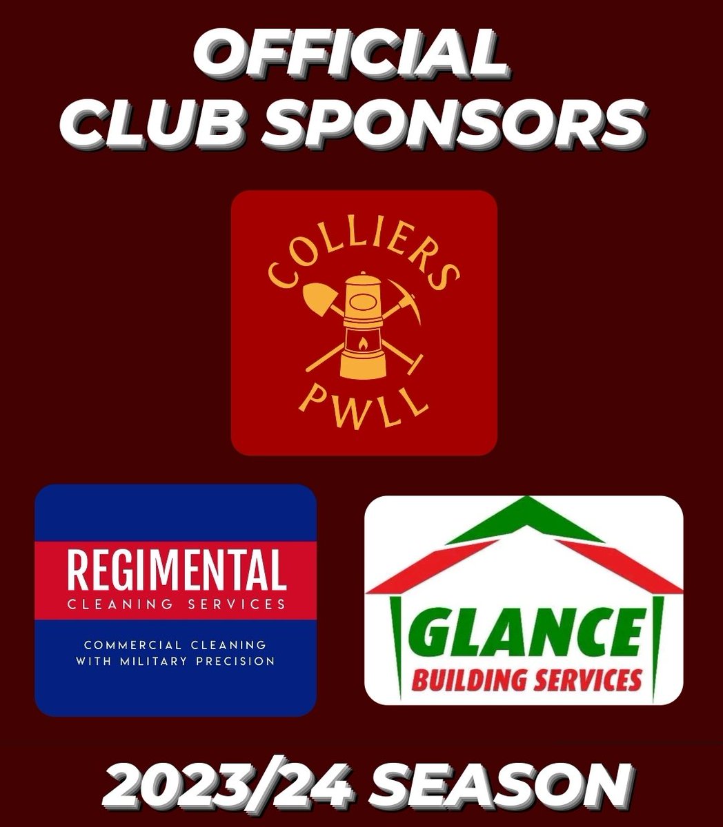 Pwllafc92's tweet photo. We are proud to officially announce our 2023/24 season club sponsors 👏🏼⚽️

We'd like to thank these amazing local businesses for the support 🫡

Colliers Pwll 
Regimental Cleaning Services 
Glance Building Services 

#UppaPwll https://t.co/imyxIyIa5d