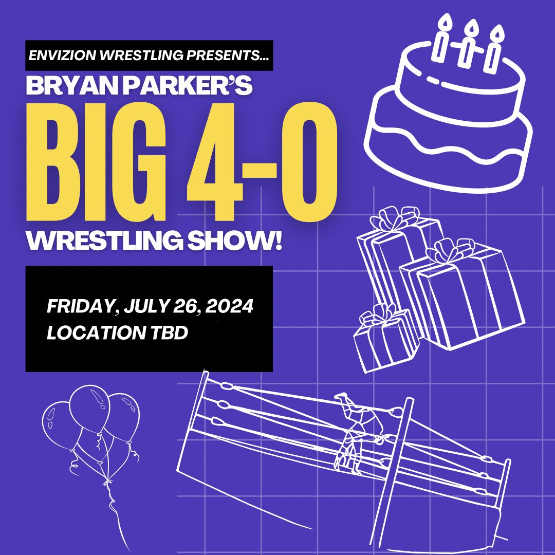WeAreEnvizion's tweet photo. Today is Envizion Wrestling co-owner @PVOBryanParker’s birthday! One year from today, BRYAN PARKER’S BIG 4-0 WRESTLING SHOW! will go down, showcasing dream matches featuring some of his favorite Midwest independent talent! Stay tuned! #WeAreEnvizion #SupportIndieWrestling https://t.co/Zslq4tb7pX