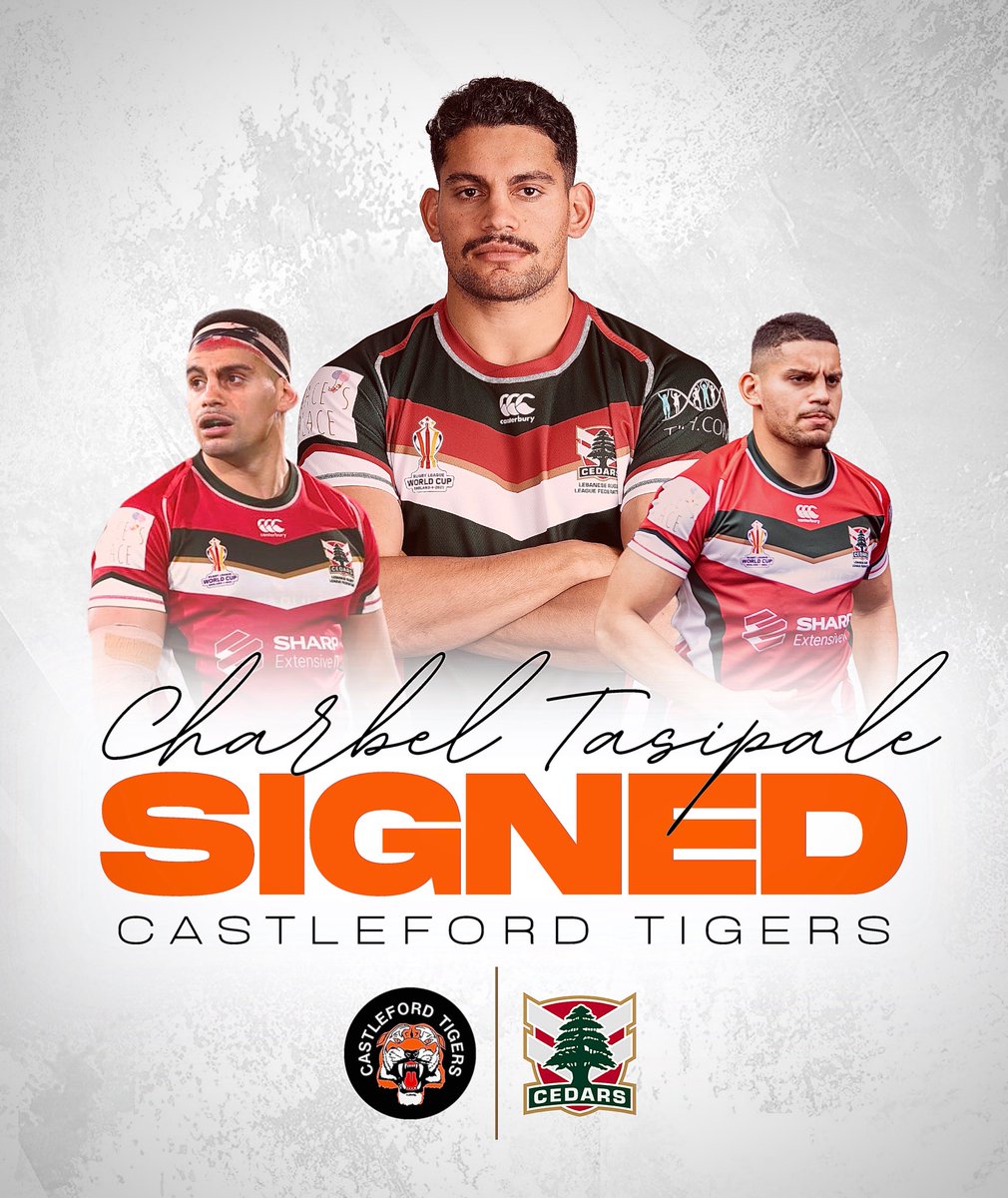 Lebanon Rugby League (@lebanonrl) on Twitter photo A massive congratulations to our man Charbel Tasipale for signing with the <a href="/CTRLFC/">Castleford Tigers</a> for the remainder of the 2023 & 2024 season after a successful <a href="/NSWCup/">The Knock-On Effect NSW Cup</a> season with the <a href="/newtownrlfc/">Newtown Jets</a> and Rugby League World Cup Campaign! Good luck Charbs! ๐ฑ๐ง๐
A massive congratulations to our man Charbel Tasipale for signing with the <a href="/CTRLFC/">Castleford Tigers</a> for the remainder of the 2023 & 2024 season after a successful <a href="/NSWCup/">The Knock-On Effect NSW Cup</a> season with the <a href="/newtownrlfc/">Newtown Jets</a> and Rugby League World Cup Campaign! Good luck Charbs! ๐ฑ๐ง๐