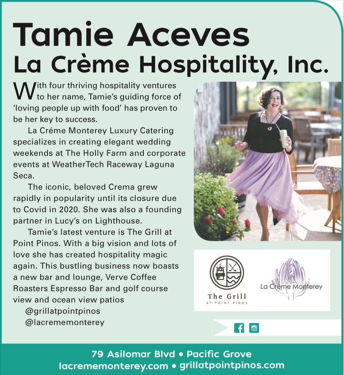 Meet our owner, Tamie!

#womeninbusiness #womenowned #womenownedbusiness #grillatpointpinos #downwithgpp #lacrememonterey #pacificgrove #montereybay #smallbusiness <a href="/CremaPG/">Crema PG</a> <a href="/lacrememonterey/">La Crème Monterey</a>