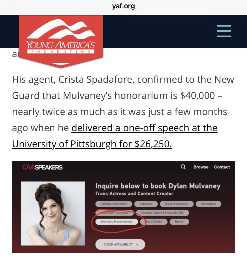 libsoftiktok's tweet image. Dylan Mulvaney is now charging $40k for speaking gigs to speak about women’s empowerment. You can’t make this up
